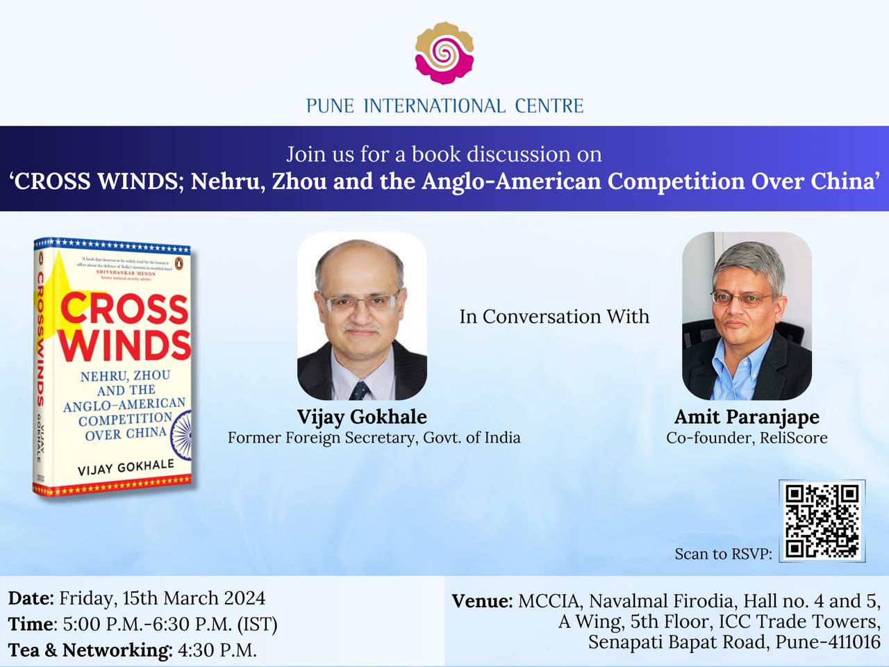Book discussion on ‘CROSS WINDS; Nehru, Zhou and the Anglo-American Competition Over China’ by Vijay Gokhale
